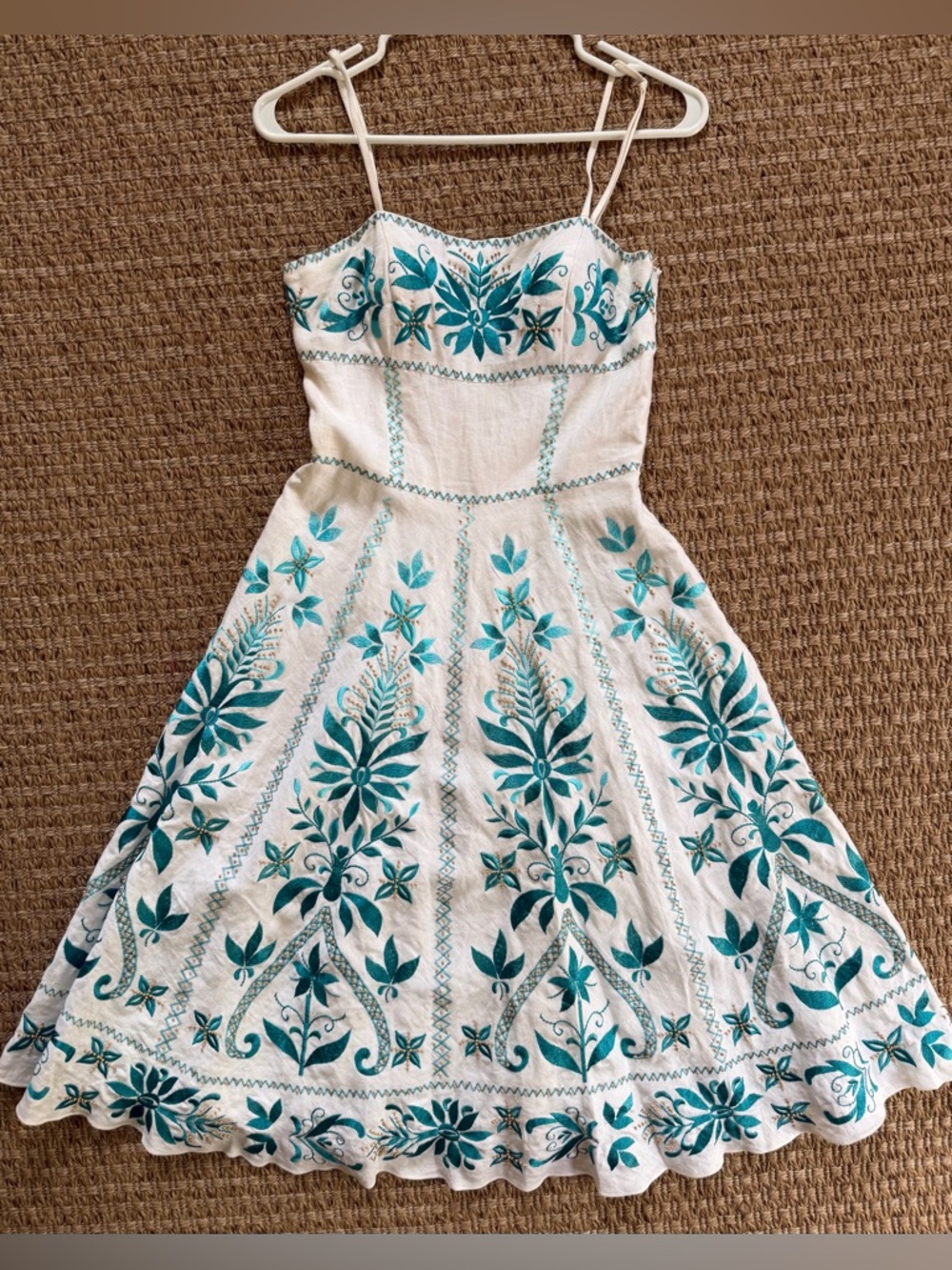 Embroidered And Beaded Linen Sue Wong Dress